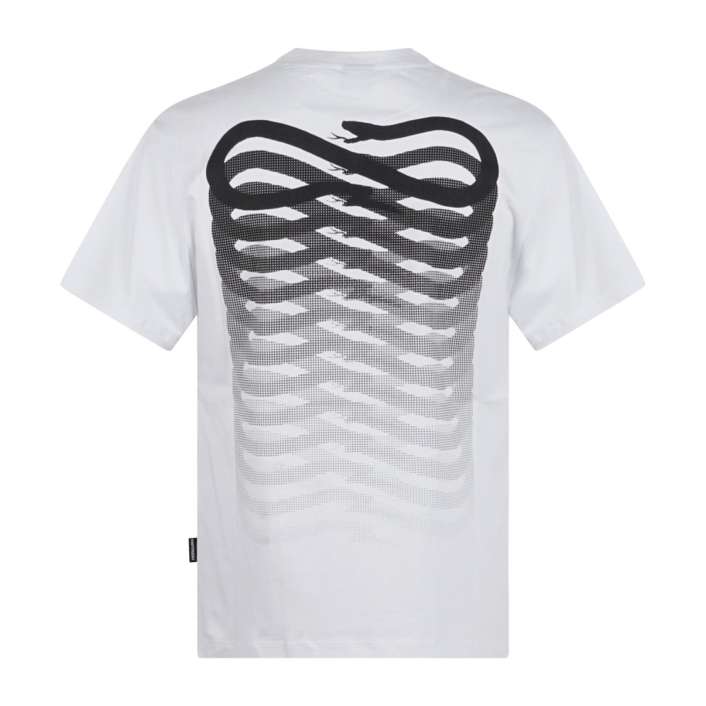 Propaganda - T-shirt bianca Ribs manica corta con stampa logo fronte retro per