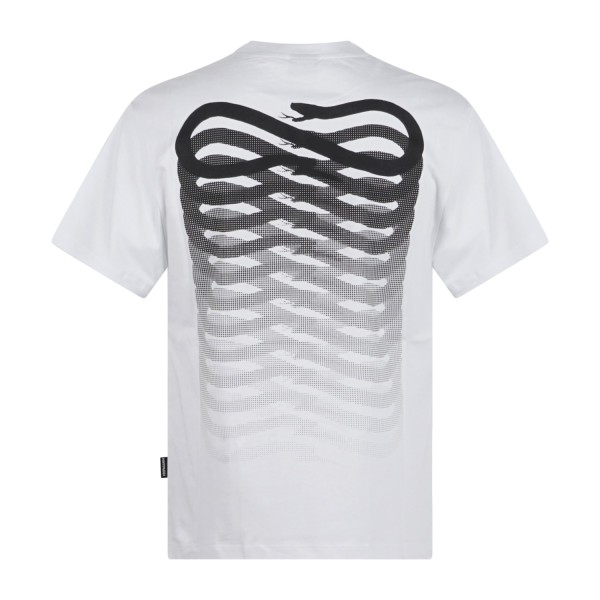 Propaganda - T-shirt bianca Ribs manica corta con stampa logo fronte retro per