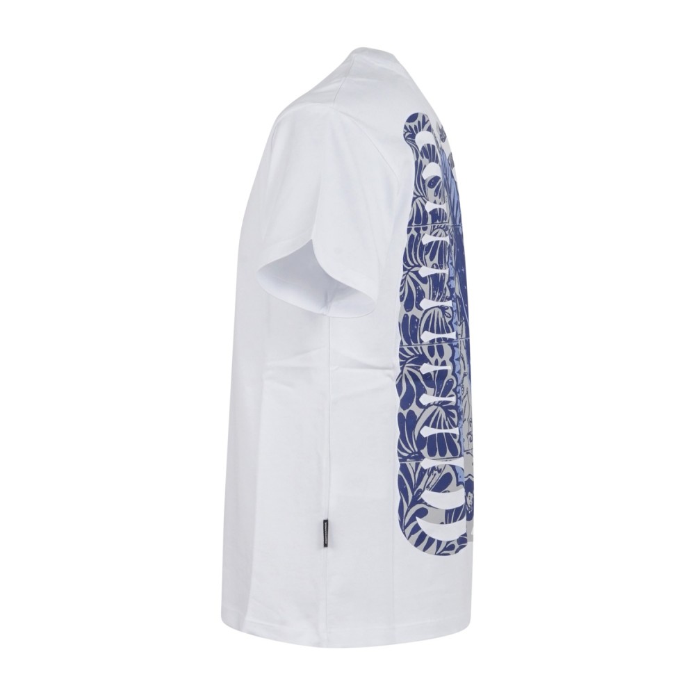 Propaganda - T-shirt bianca Ribs Delft manica corta con stampa logo fronte