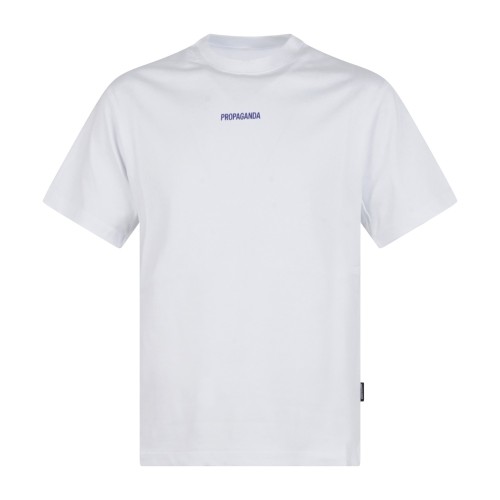 Propaganda - T-shirt bianca Ribs Delft manica corta con stampa logo fronte 2