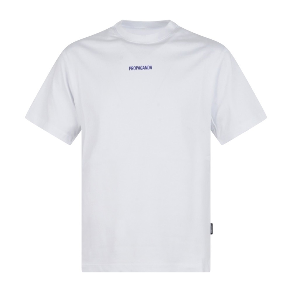 Propaganda - T-shirt bianca Ribs Delft manica corta con stampa logo fronte