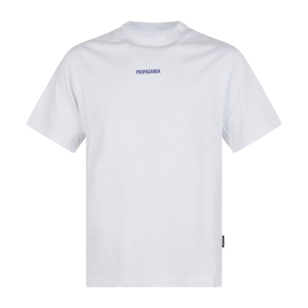 Propaganda - T-shirt bianca Ribs Delft manica corta con stampa logo fronte