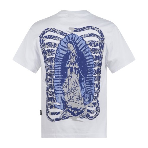 Propaganda - T-shirt bianca Ribs Delft manica corta con stampa logo fronte