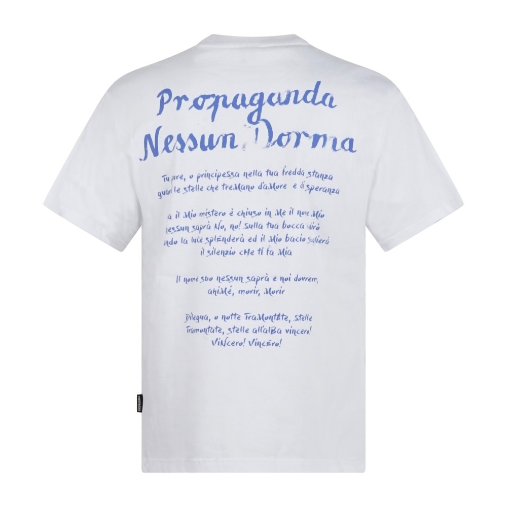 Propaganda - T-shirt bianca Nessun Dorma manica corta con stampa su fronte e