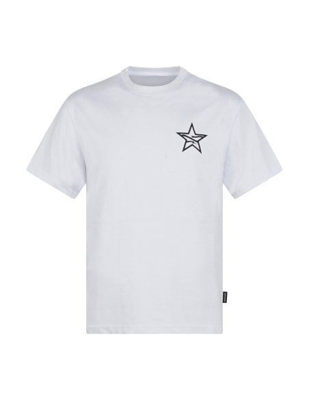 Propaganda - T-shirt bianca Domino manica corta con stampa su fronte e retro