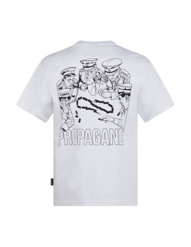 Propaganda - T-shirt bianca Domino manica corta con stampa su fronte e retro