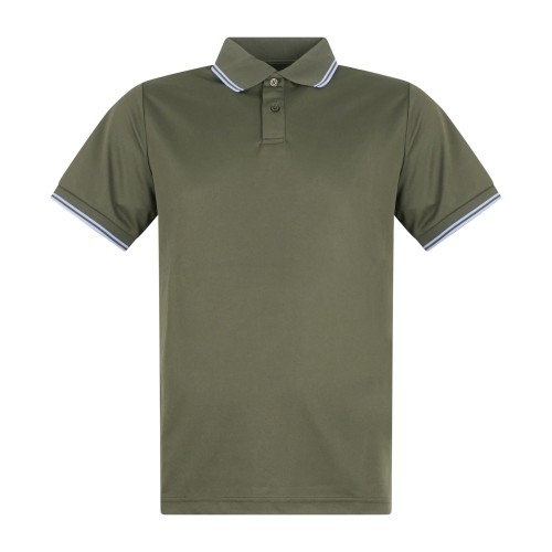 Save The Duck - Polo verde manica corta Hari in piquet con profilo in contrasto