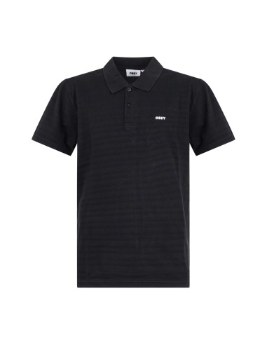 Obey - Polo nera BOLD maniche corte con lavorazione jacquard per uomo |