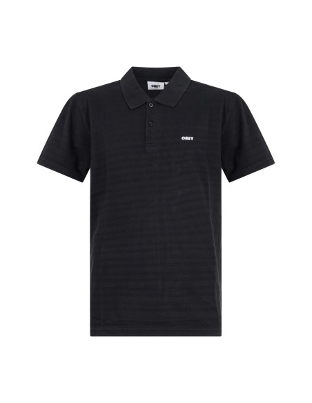 Obey - Polo nera BOLD maniche corte con lavorazione jacquard per uomo |