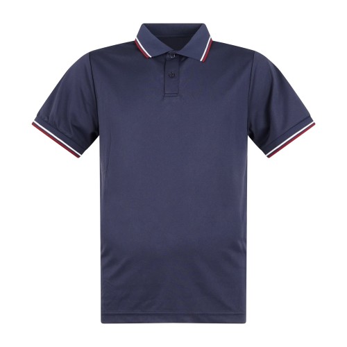 Save The Duck - Polo blu manica corta Hari in piquet con profilo in contrasto