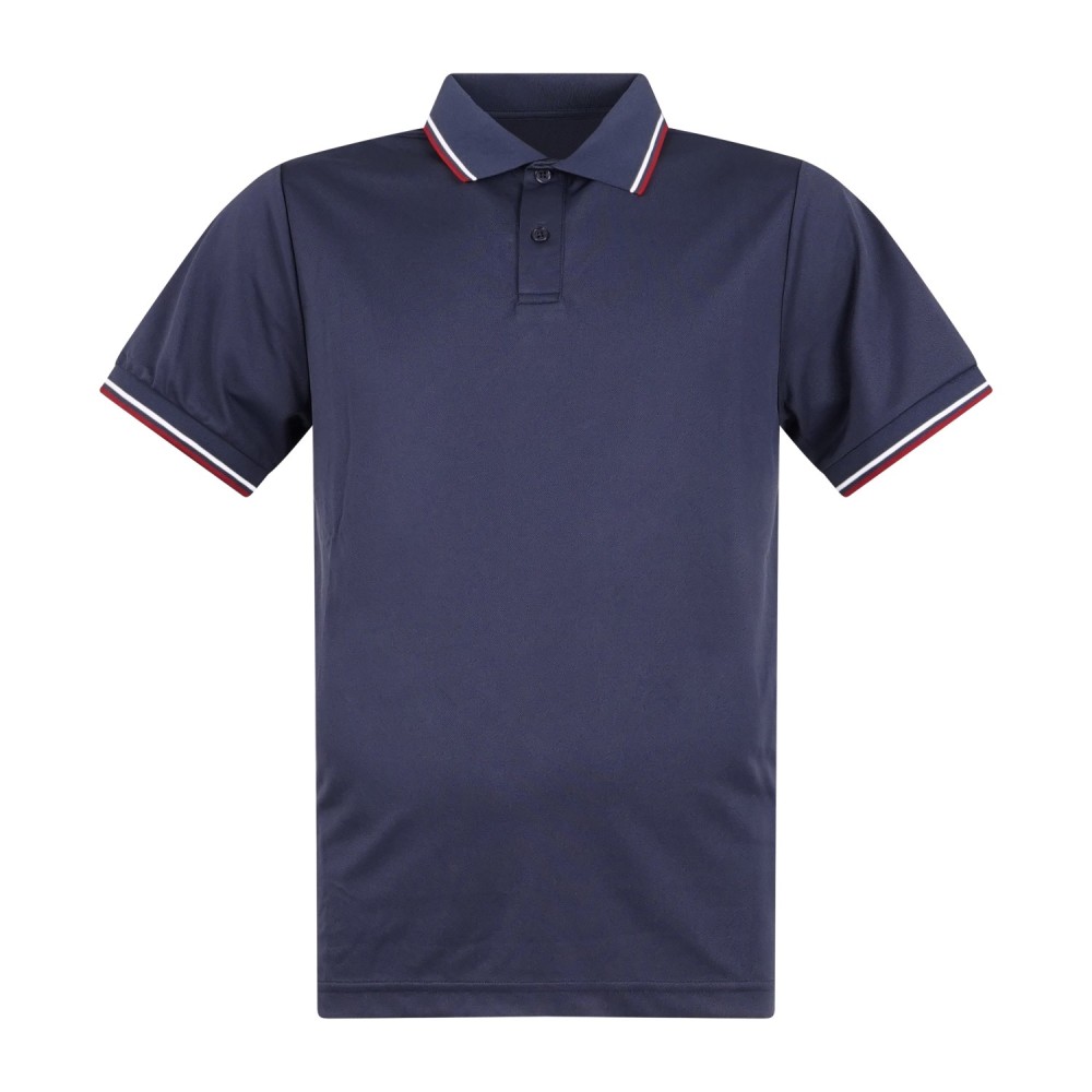 Save The Duck - Polo blu manica corta Hari in piquet con profilo in contrasto