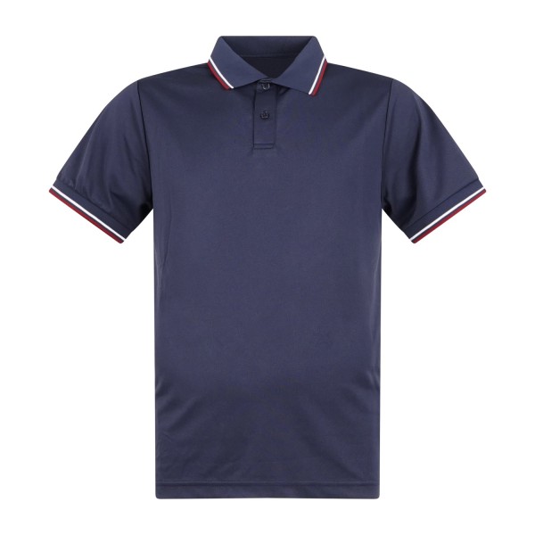 Save The Duck - Polo blu manica corta Hari in piquet con profilo in contrasto