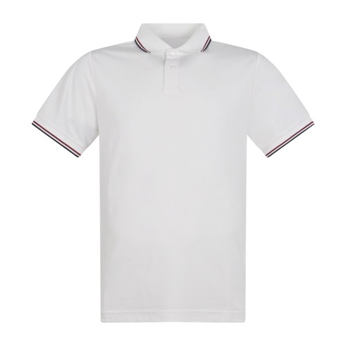 Save The Duck - Polo bianca manica corta Hari in piquet con profilo in