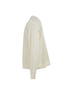 Obey - Maglione bianco Crochet girocollo con lavorazione traforata per uomo | 2