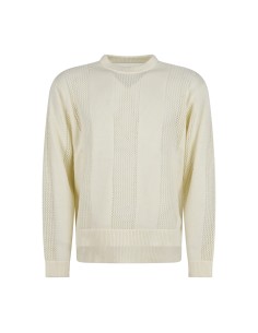 Obey - Maglione bianco Crochet girocollo con lavorazione traforata per uomo |