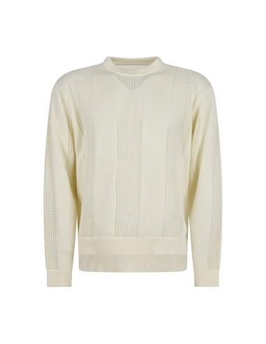 Obey - Maglione bianco Crochet girocollo con lavorazione traforata per uomo |