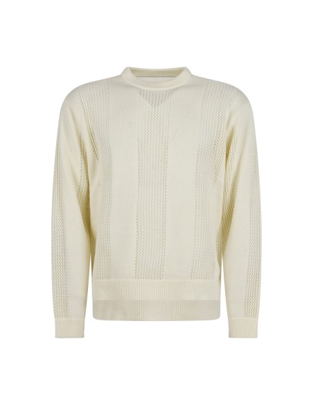 Obey - Maglione bianco Crochet girocollo con lavorazione traforata per uomo |