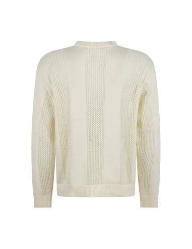 Obey - Maglione bianco Crochet girocollo con lavorazione traforata per uomo |