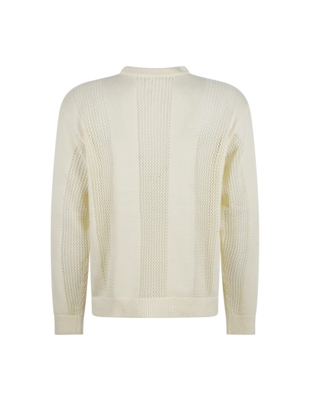 Obey - Maglione bianco Crochet girocollo con lavorazione traforata per uomo |