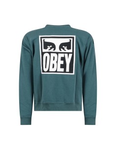 Obey - Felpa verde EYES ICON 2 girocollo stampa lofo fronte retro per uomo | 2