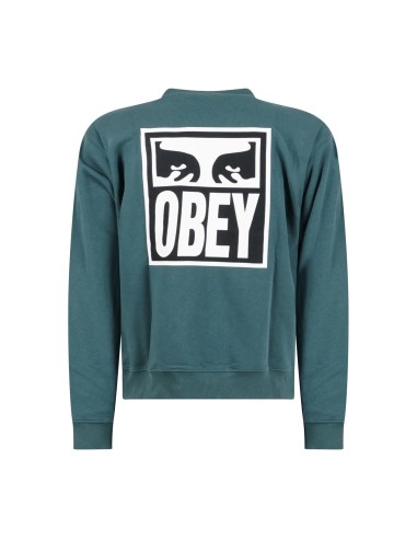 Obey - Felpa verde EYES ICON 2 girocollo stampa lofo fronte retro per uomo |