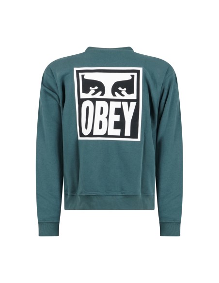 Obey - Felpa verde EYES ICON 2 girocollo stampa lofo fronte retro per uomo |