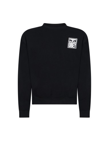 Obey - Felpa nera EYES ICON 2 girocollo stampa lofo fronte retro per uomo |