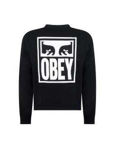 Obey - Felpa nera EYES ICON 2 girocollo stampa lofo fronte retro per uomo |
