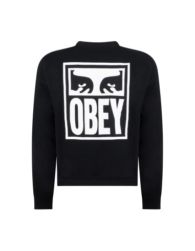 Obey - Felpa nera EYES ICON 2 girocollo stampa lofo fronte retro per uomo |