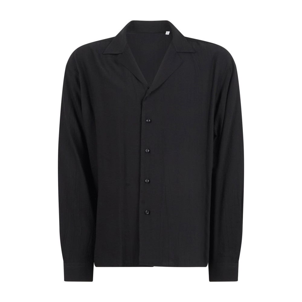 Marsem - Camicia nera manica lunga californiana in viscosa per uomo | co44 t279