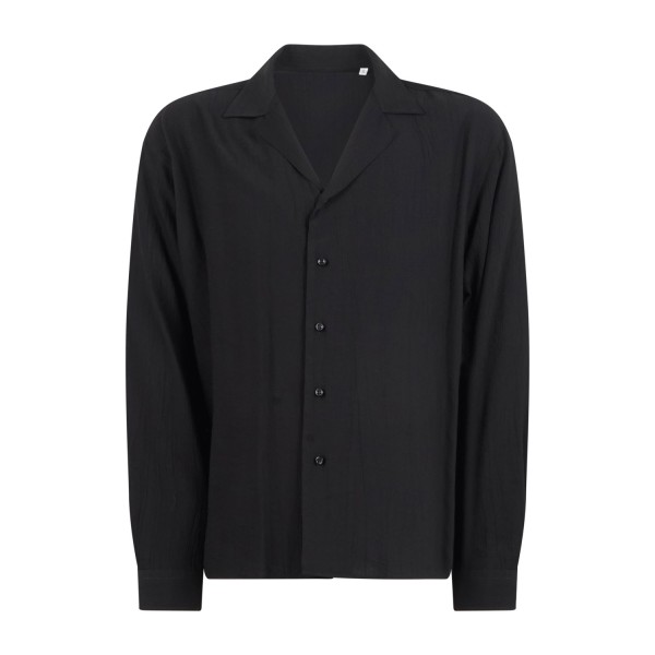 Marsem - Camicia nera manica lunga californiana in viscosa per uomo | co44 t279