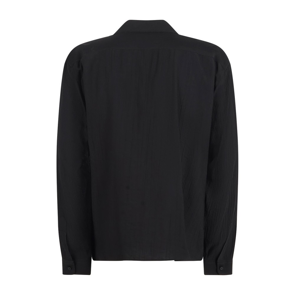 Marsem - Camicia nera manica lunga californiana in viscosa per uomo | co44 t279