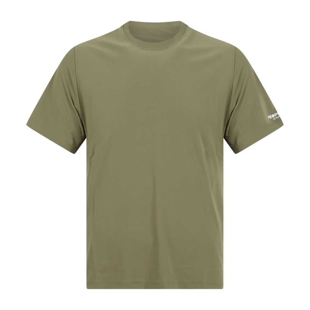 People of Shibuya - T-shirt verde manica corta in tessuto tecnico con stampa