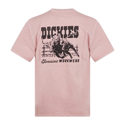 Dickies - T-shirt rosa Buchtell con stampa logo sul fronte e sul retro per uomo