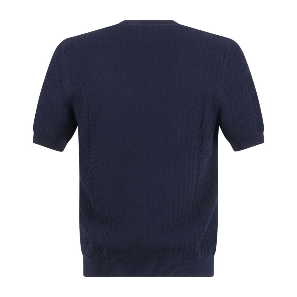 Gran Sasso - T-shirt blu manica corta in cotone Fresh cotton per uomo |