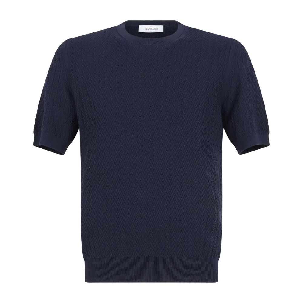 Gran Sasso - T-shirt blu manica corta in cotone Fresh cotton per uomo |
