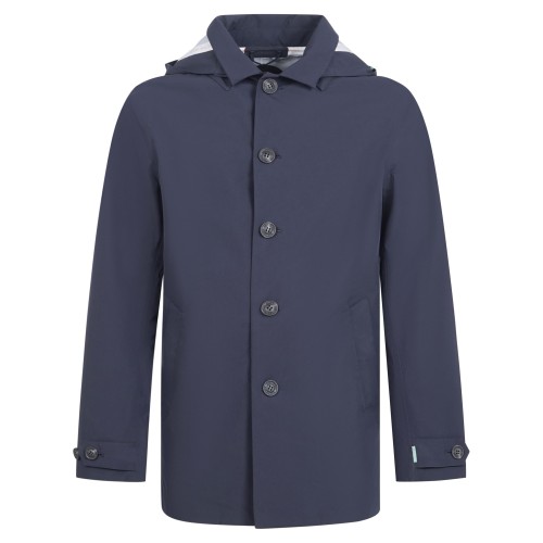 Save The Duck - Impermeabile blu Benjamin in tessuto tecnico con cappuccio