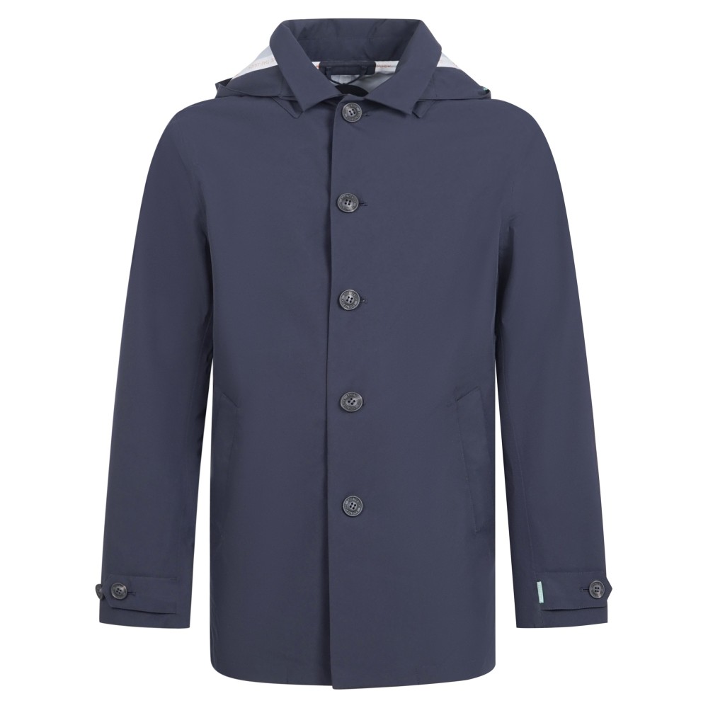 Save The Duck - Impermeabile blu Benjamin in tessuto tecnico con cappuccio
