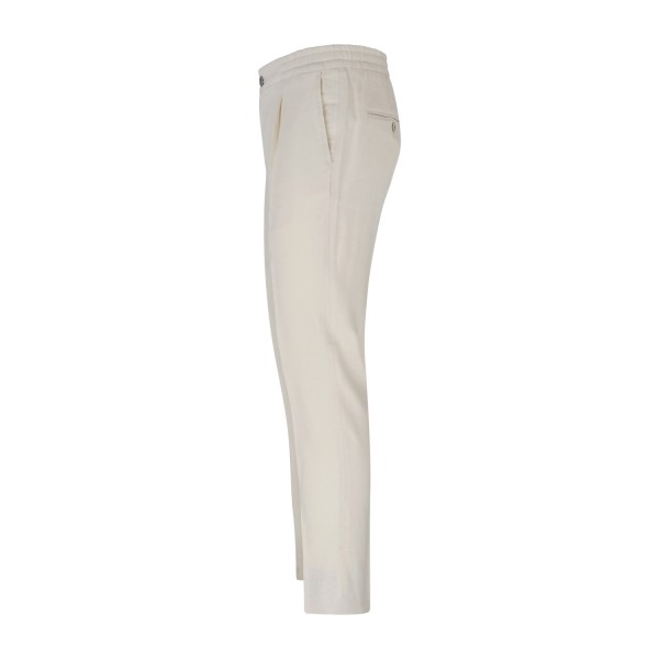 Barbati - Pantalone beige Berry in lino tasca a filo con elastico in vita e