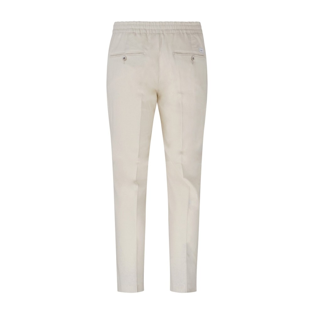 Barbati - Pantalone beige Berry in lino tasca a filo con elastico in vita e