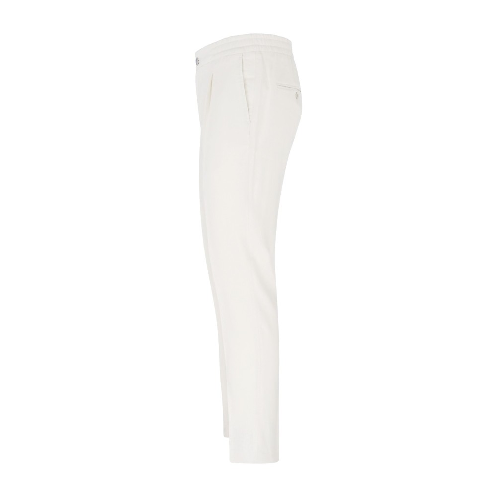 Barbati - Pantalone bianco Berry in lino tasca a filo con elastico in vita e