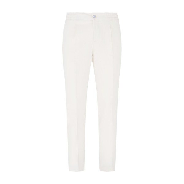 Barbati - Pantalone bianco Berry in lino tasca a filo con elastico in vita e