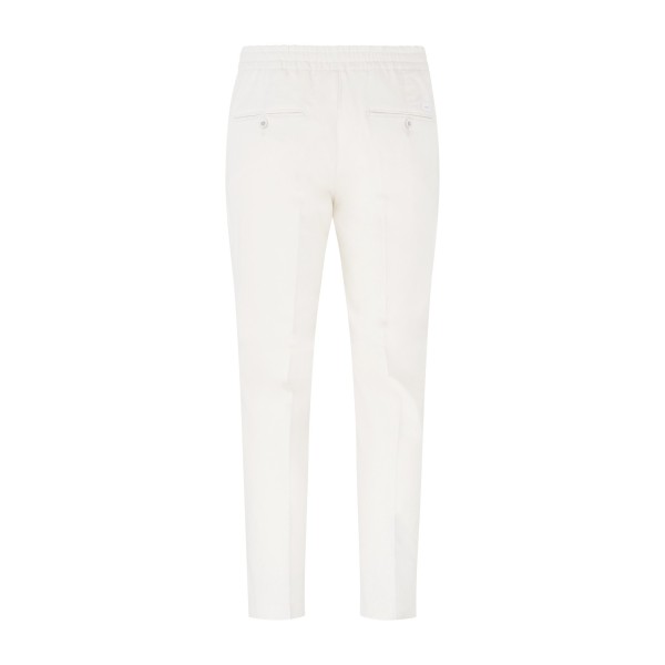 Barbati - Pantalone bianco Berry in lino tasca a filo con elastico in vita e
