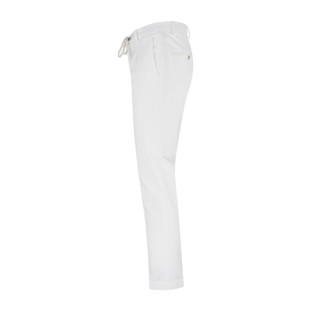 Barbati - Pantalone bianco Gregory in jersey con pence e coulisse per uomo |