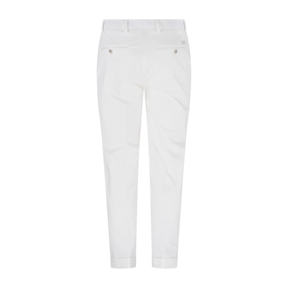 Barbati - Pantalone bianco Gregory in jersey con pence e coulisse per uomo |