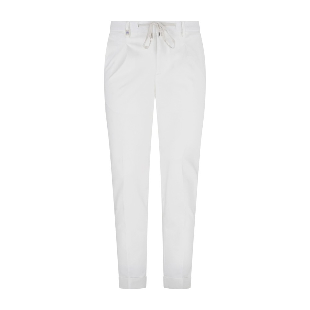 Barbati - Pantalone bianco Gregory in jersey con pence e coulisse per uomo |