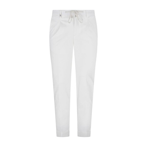 Barbati - Pantalone bianco Gregory in jersey con pence e coulisse per uomo |