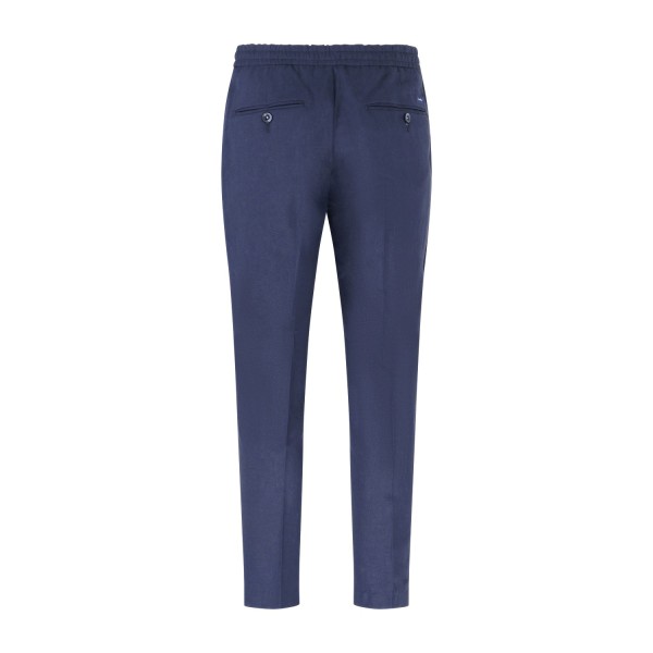 Barbati - Pantalone blu Berry in lino tasca a filo con elastico in vita e