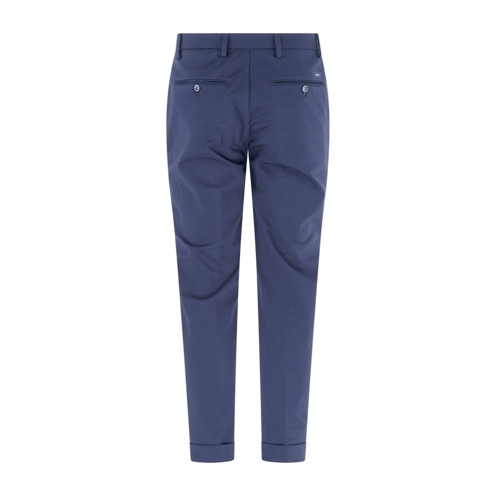 Barbati - Pantalone blu Gregory in jersey con pence e coulisse per uomo |