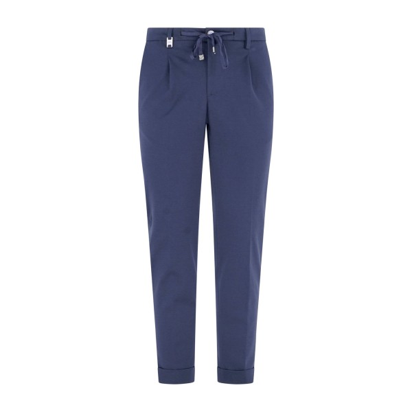 Barbati - Pantalone blu Gregory in jersey con pence e coulisse per uomo |